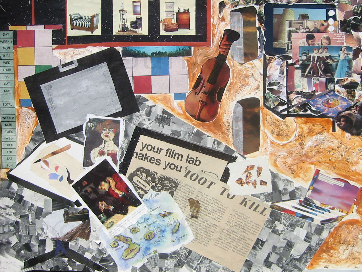 "Shoot to Kill", Collage on paper, 2005